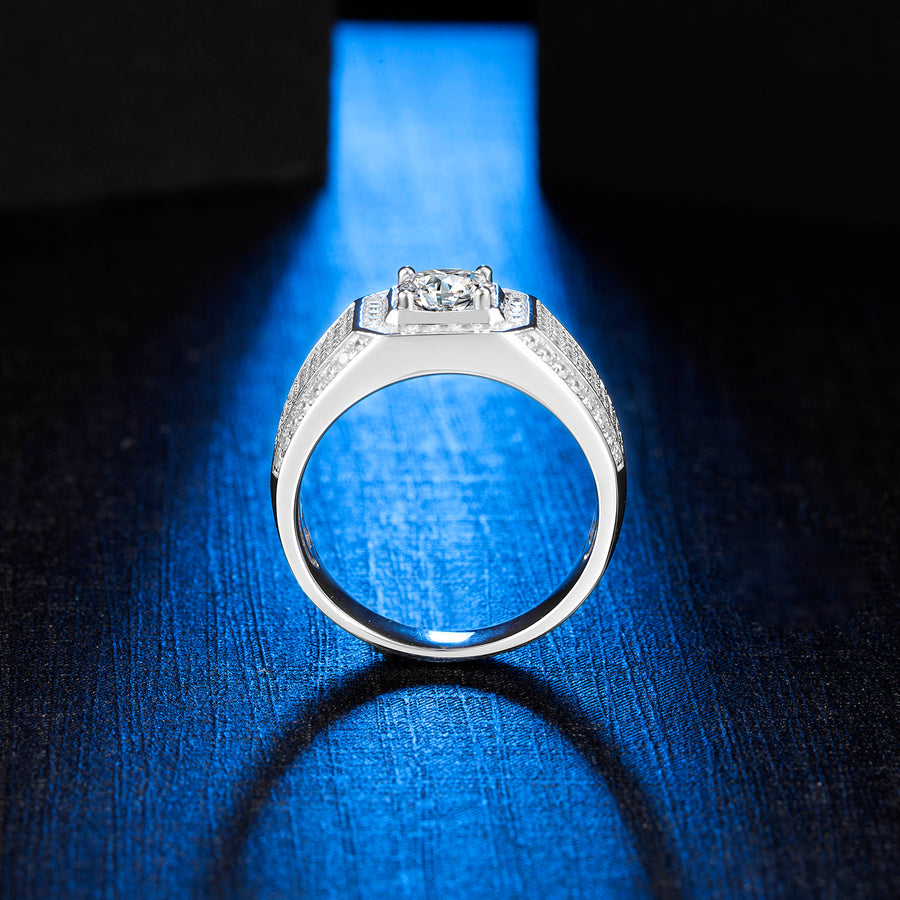 1CT Moissanite Ring for Men 925 Sterling Silver Men's Ring Brilliant Near Colorless (DEF)