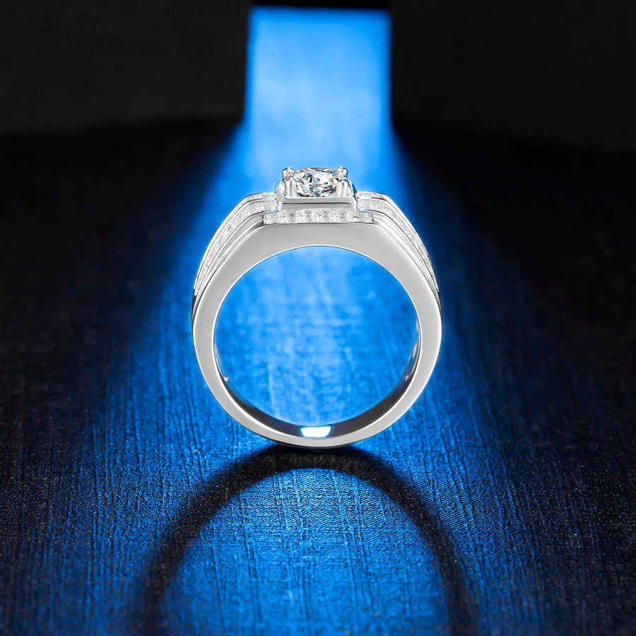 Moissanite Ring Men Engagement Ring 925 Sterling Silver Personalized 1ct Moissanite Wedding Band for Men