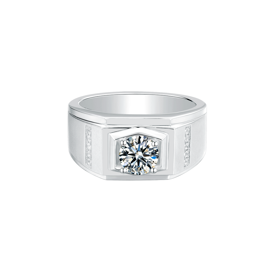 Moissanite Ring for Men 1CT 6.5MM Size 05-12 Best Gifts for Him with Gift Box