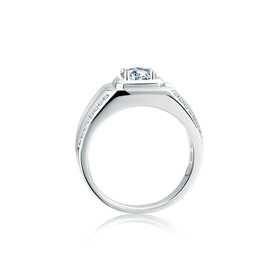 925 Sterling Silver Moissanite Engagement Ring Band for Men 1ct Center 6.5mm D-E-F Color Heart Arrows Cut Vintage/Antique