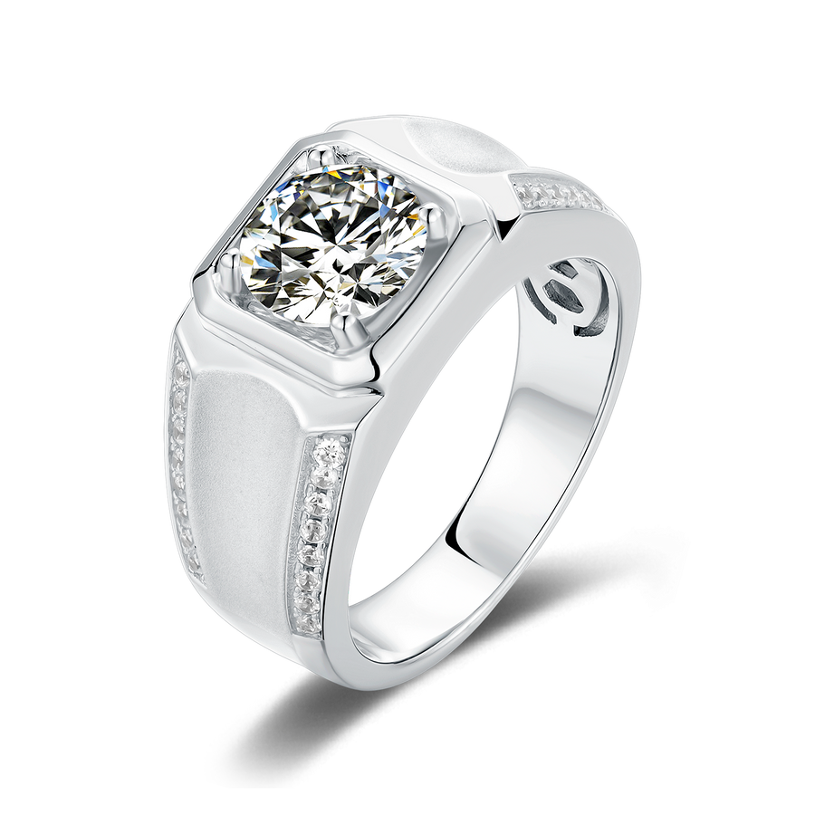 925 Sterling Silver Eternity Moissanite Ring for Men