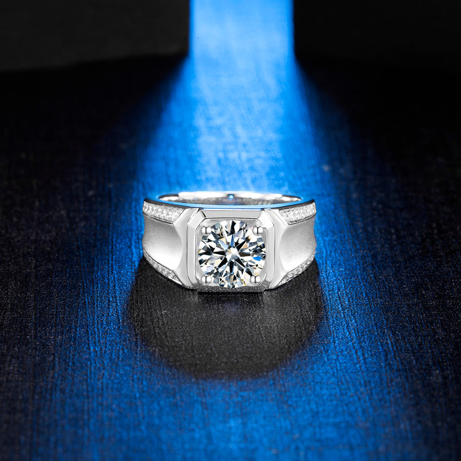 925 Sterling Silver Eternity Moissanite Ring for Men