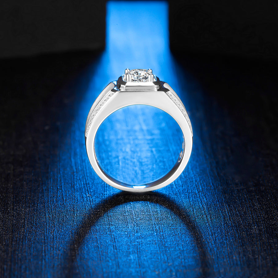 925 Sterling Silver Eternity Moissanite Ring for Men