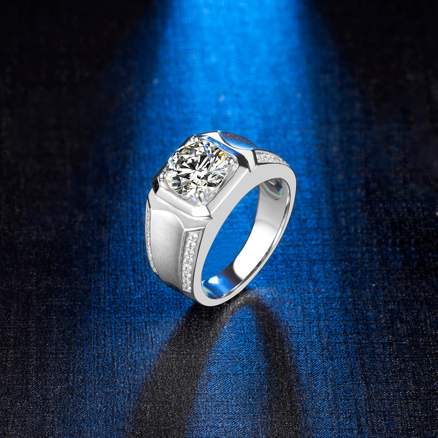 925 Sterling Silver Eternity Moissanite Ring for Men