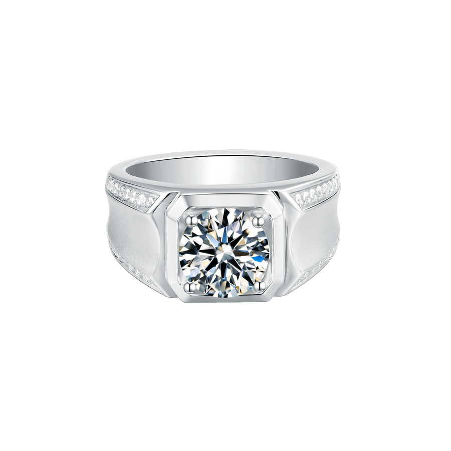 1.00Cttw VVS11 Clarity D-E Color Brilliant Round Cut Moissanite with 925 Sterling Silver Men's Engagement Ring