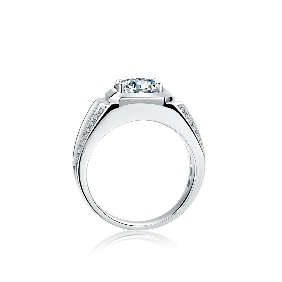 1.00Cttw VVS11 Clarity D-E Color Brilliant Round Cut Moissanite with 925 Sterling Silver Men's Engagement Ring