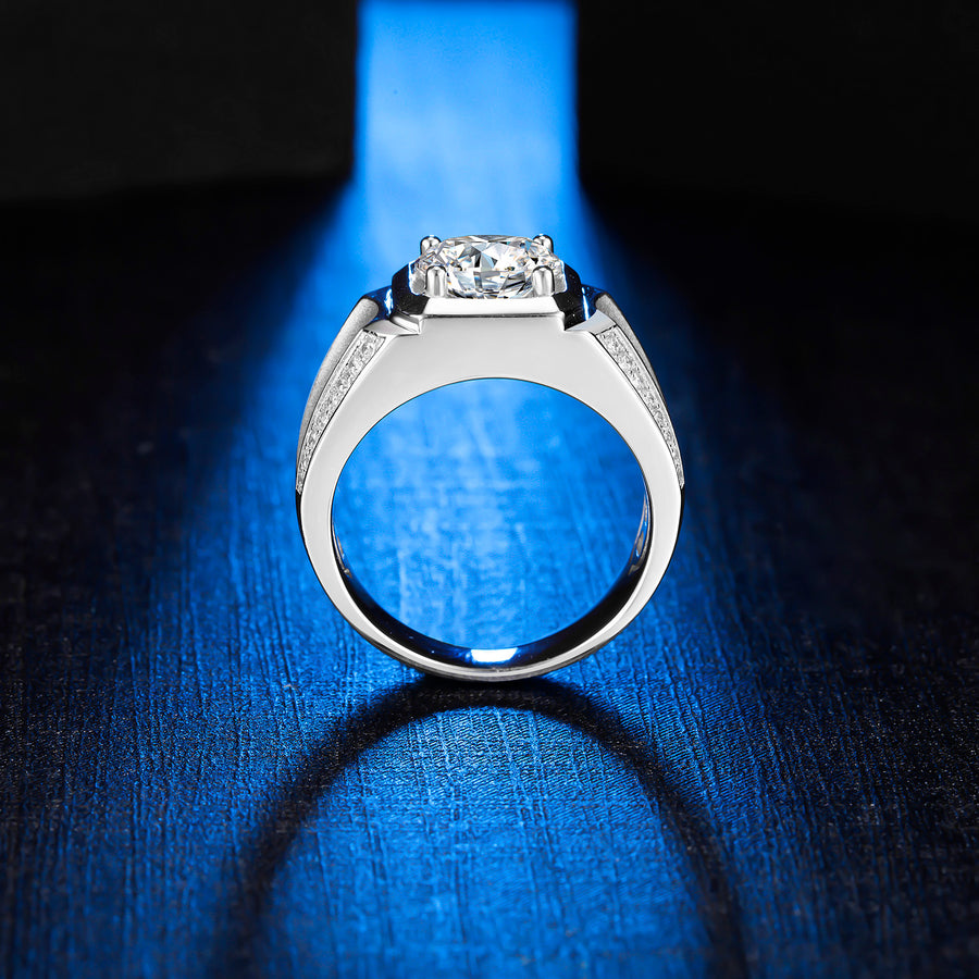 1.00Cttw VVS11 Clarity D-E Color Brilliant Round Cut Moissanite with 925 Sterling Silver Men's Engagement Ring