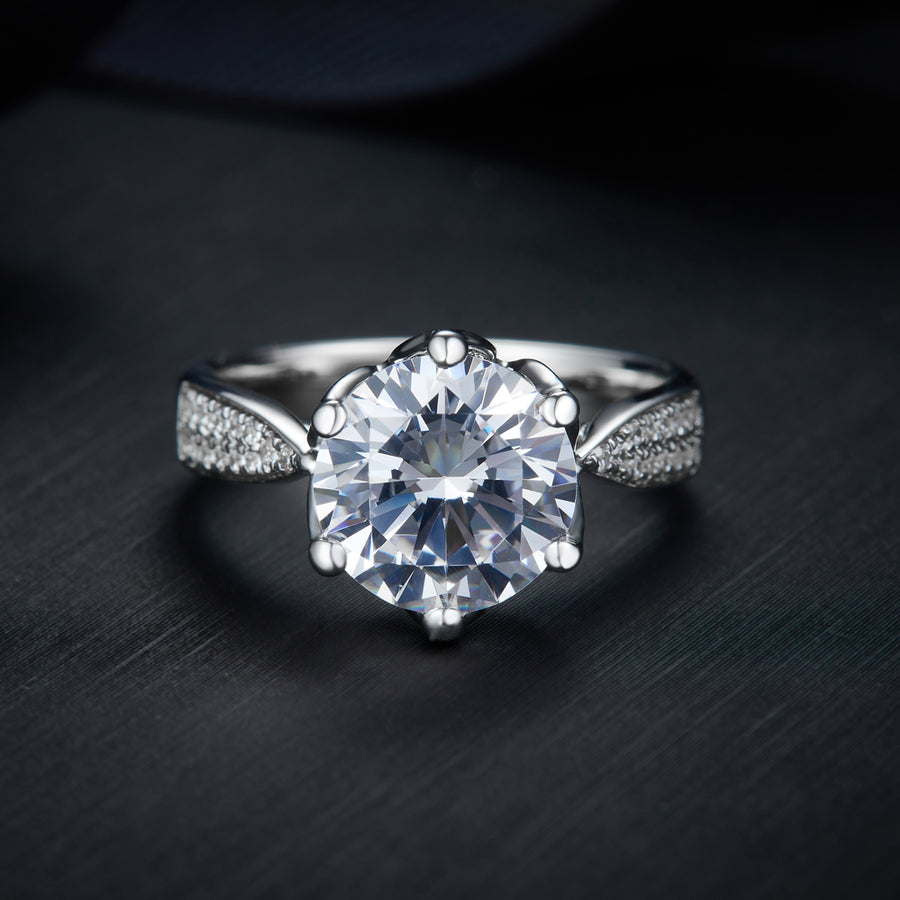 Moissanite by Cross Rainbow® 9mm Round Engagement Ring, 3.0cttw DEW