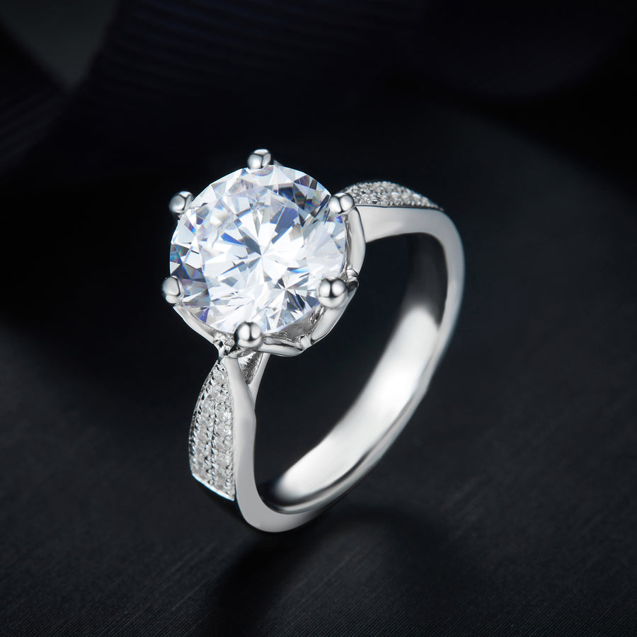 Moissanite by Cross Rainbow® 9mm Round Engagement Ring, 3.0cttw DEW