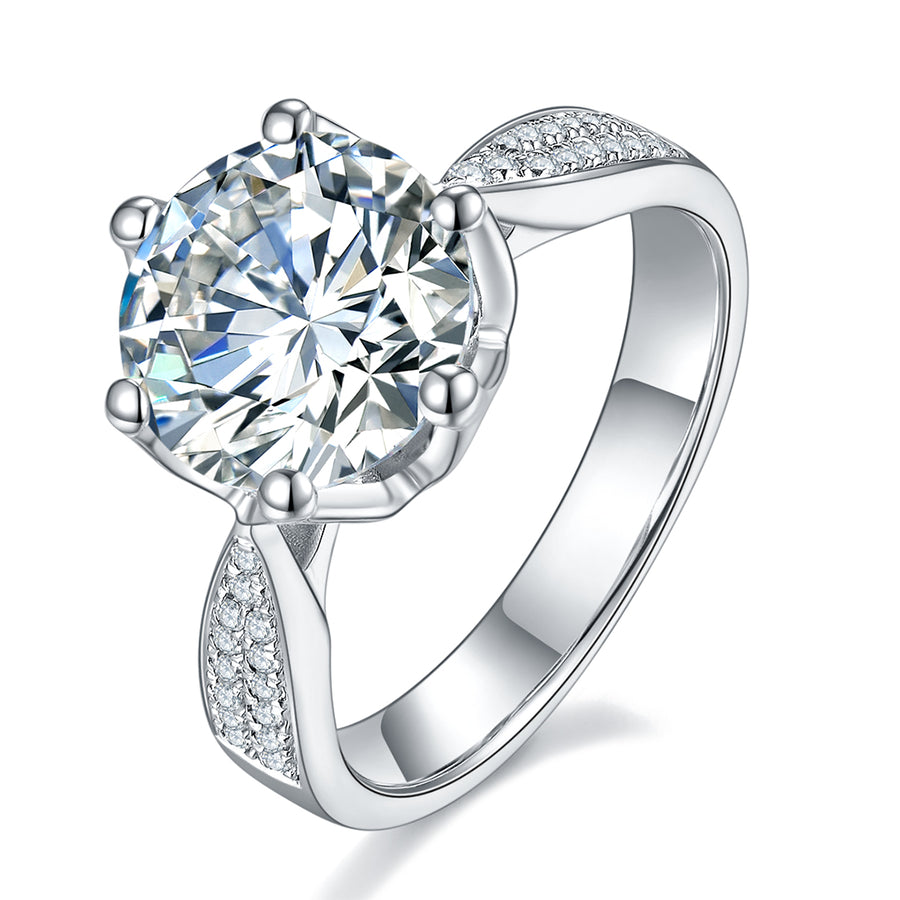 Moissanite by Cross Rainbow® 9mm Round Engagement Ring, 3.0cttw DEW