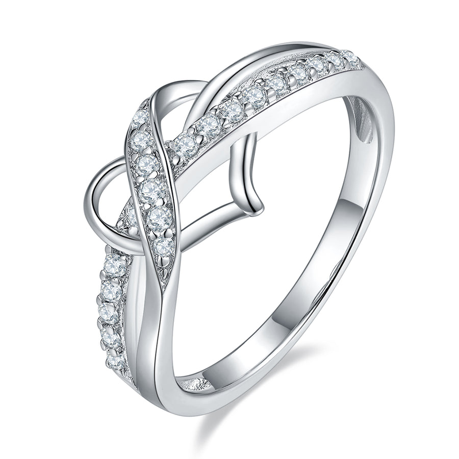 S925 Sterling Silver Moissanite Ring by Cross Rainbow® Jewelry , 2cttw DEW