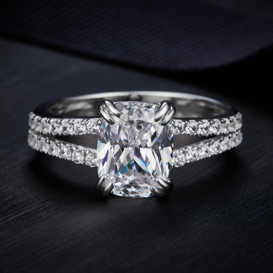 Moissanite Ring Two Line cross one from Cross Rainbow® Jewelry,OCT7×9MM*1,3.0ct