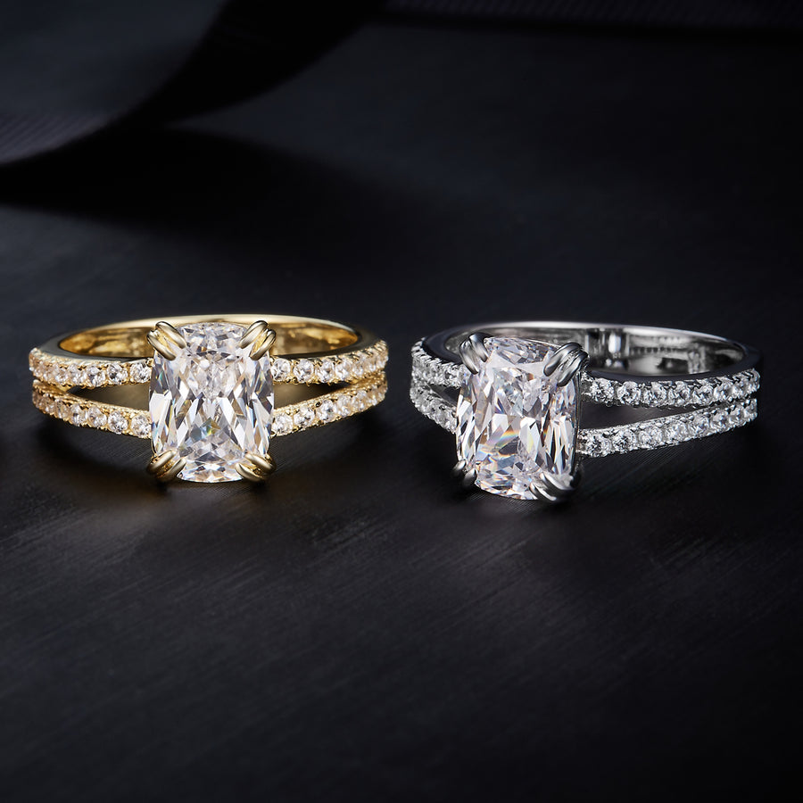Moissanite Ring Two Line cross one from Cross Rainbow® Jewelry,OCT7×9MM*1,3.0ct