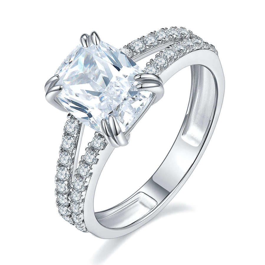 Moissanite Ring Two Line cross one from Cross Rainbow® Jewelry,OCT7×9MM*1,3.0ct