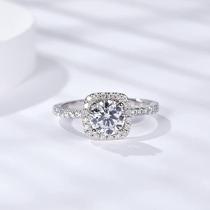 Cross Rainbow Moissanite Wedding Band Rings for Women 1CT, 1.90g, Moissanite Cushion Cut Solitare Ring with Accents Engagement for Women, Moissanite Engagement Rings Wedding Anniversary for Women, Color D 6.50MM，Best gifts for her