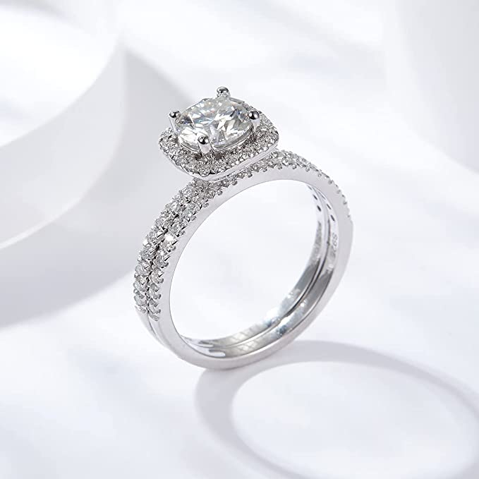 Cross Rainbow Moissanite Wedding Band Rings for Women 1CT, 1.90g, Moissanite Cushion Cut Solitare Ring with Accents Engagement for Women, Moissanite Engagement Rings Wedding Anniversary for Women, Color D 6.50MM，Best gifts for her