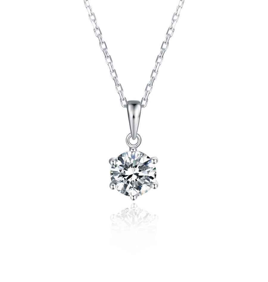 925 Sterling Silver Moissanite Jewelry Set Necklace and Earrings Total 2CT,Necklace with Pendant Round Brilliant Cut Moissanite Solitaire Necklace for Women