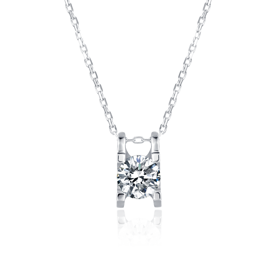 Moissanite Jewely Set:Moissanite Necklace and Earrings Certified Diamond For Womens 2 CT Moissanite Diamonds (VVS1 Clarity, D-E-F Color) Round Brilliant Shape Cut