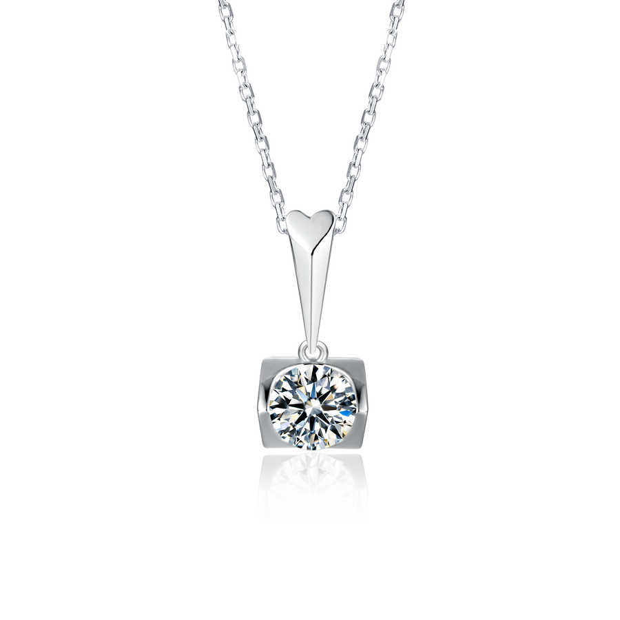 Moissanite Jewelry Set Total 2CT Necklace Diamond alternative Pendant,Moissanite Stud Earring Bezel Setting Sterling Silver Push Back for Women