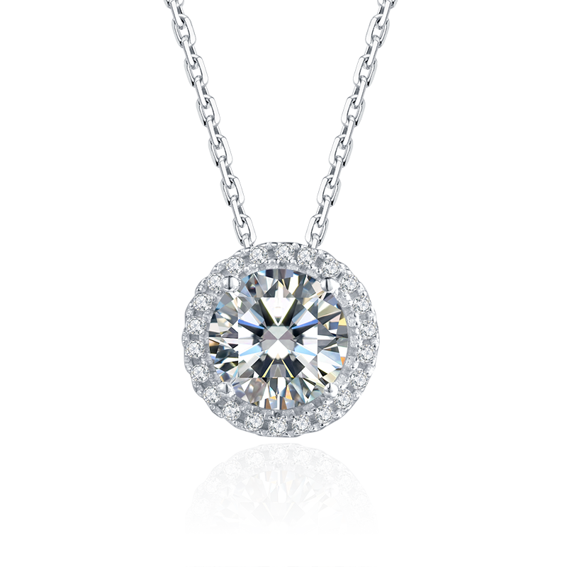 925 Sterling Silver Moissanite Jewelry Set 2ct 6.5mm D-E-F Color Heart Shape Cut Moissanite Pendant Necklace AND Earrings for Women