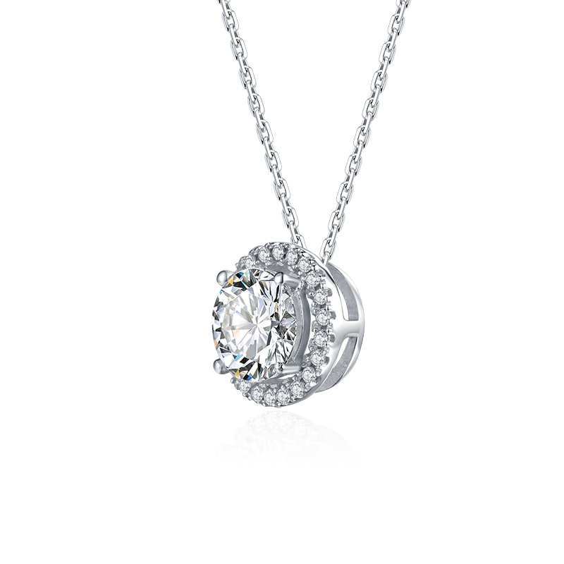 925 Sterling Silver Moissanite Jewelry Set 2ct 6.5mm D-E-F Color Heart Shape Cut Moissanite Pendant Necklace AND Earrings for Women