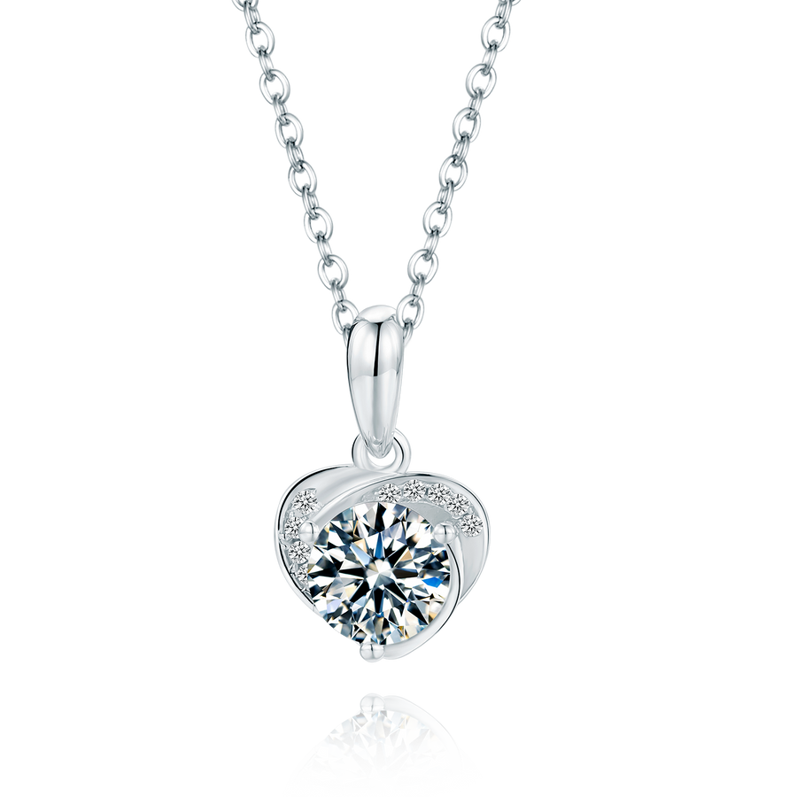 Moissanite Jewelry Set, Necklace and Earrigns total 2CT Heart Pandent Necklaces and Earrings for Women