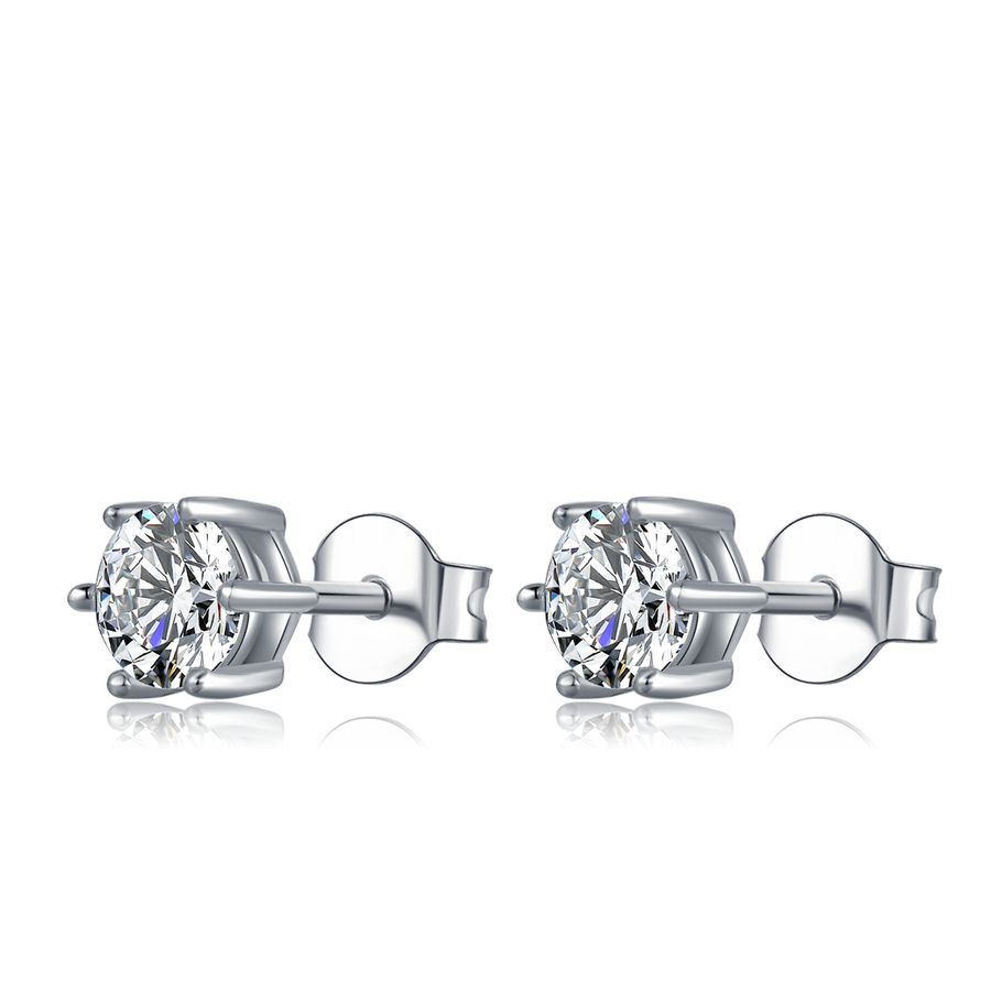 925 Sterling Silver Moissanite Jewelry Set Necklace and Earrings Total 2CT,Necklace with Pendant Round Brilliant Cut Moissanite Solitaire Necklace for Women