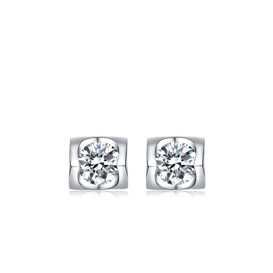 Moissanite Jewelry Set Total 2CT Necklace Diamond alternative Pendant,Moissanite Stud Earring Bezel Setting Sterling Silver Push Back for Women