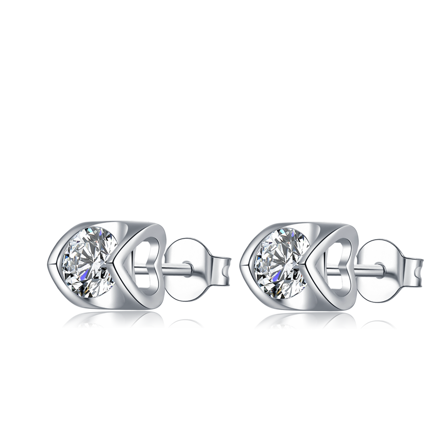 Moissanite Jewelry Set Total 2CT Necklace Diamond alternative Pendant,Moissanite Stud Earring Bezel Setting Sterling Silver Push Back for Women
