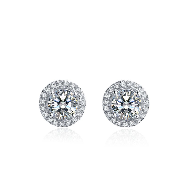 925 Sterling Silver Moissanite Jewelry Set 2ct 6.5mm D-E-F Color Heart Shape Cut Moissanite Pendant Necklace AND Earrings for Women