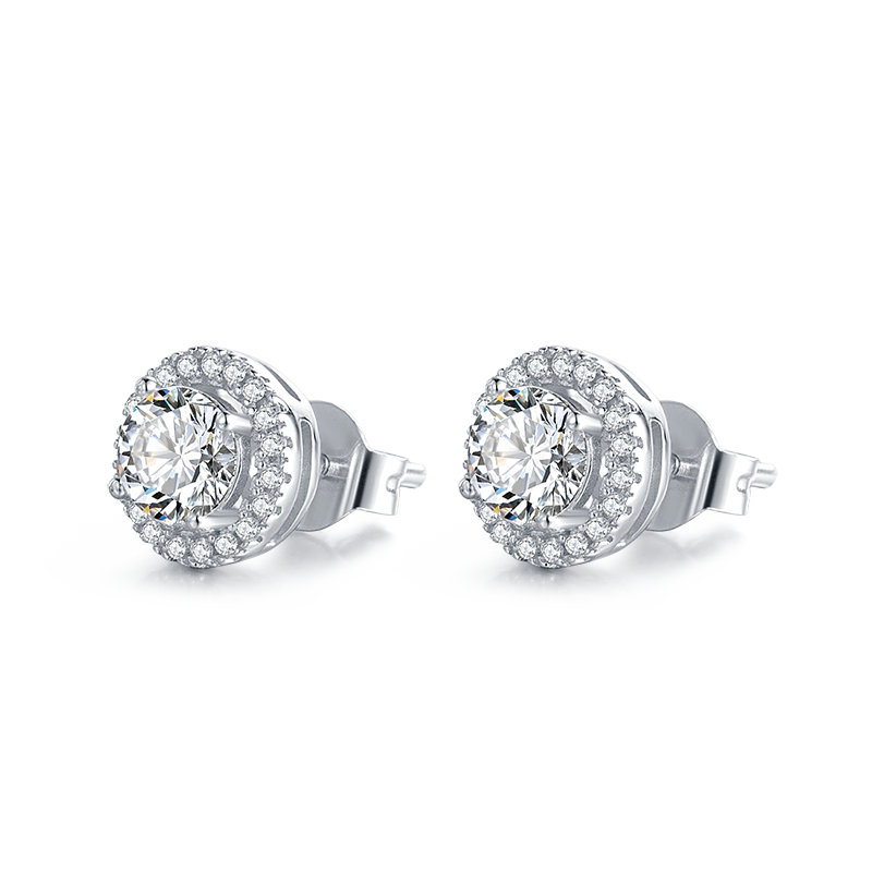 925 Sterling Silver Moissanite Jewelry Set 2ct 6.5mm D-E-F Color Heart Shape Cut Moissanite Pendant Necklace AND Earrings for Women