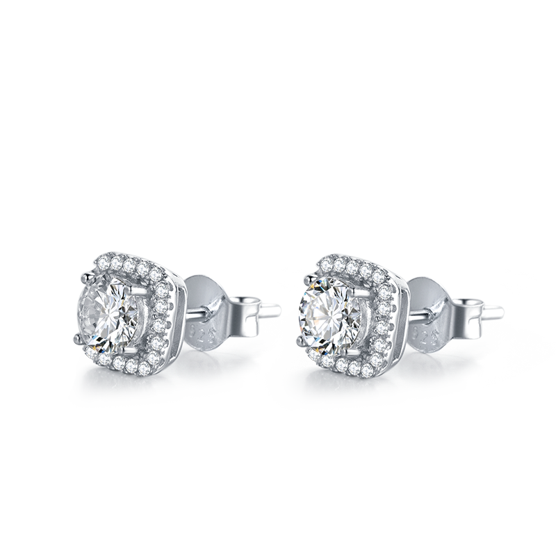 925 Sterling Silver total 2CT Moissanite Jewelry Set Pendant Necklace and Earrings For Women