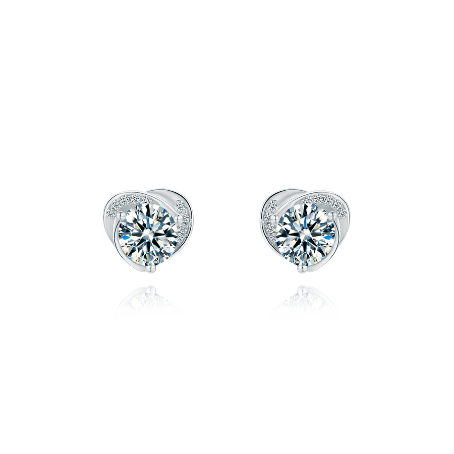 Moissanite Jewelry Set, Necklace and Earrigns total 2CT Heart Pandent Necklaces and Earrings for Women