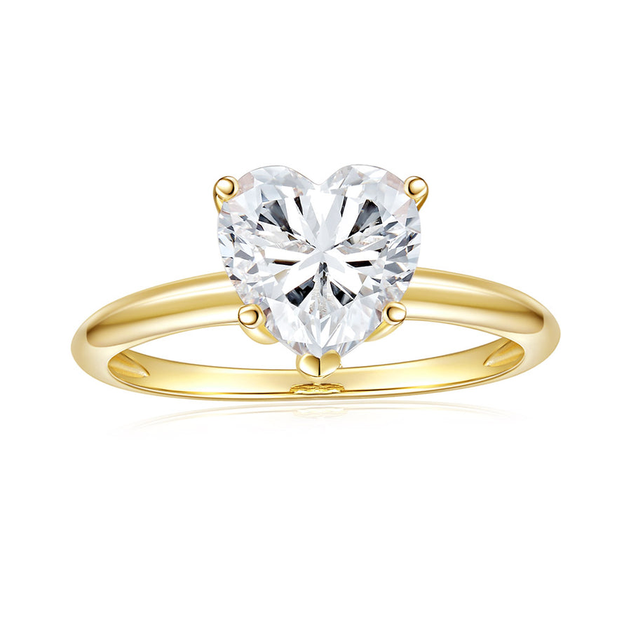 Colorless DEF 8.0mm (1.90cttw Dew) VVS1 Four Prong Wishbone Solitaire Engagement Ring 14K Yellow Gold Mossinate Ring