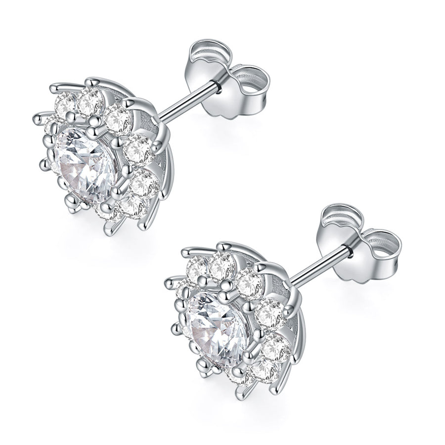 100% Real 14K Yellow Gold Snowflake Stud Earrings Excellent Cut Diamond Test Past 0.5 ct D Color Moissanite Earrings for Women