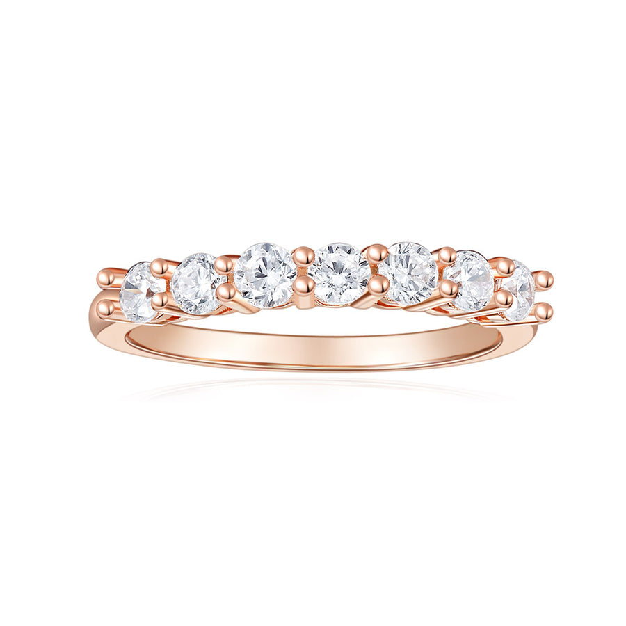 Solid 14K Rose Gold DEF Color Moissanite Engagement Ring Half Eternity Anniversary Wedding Band