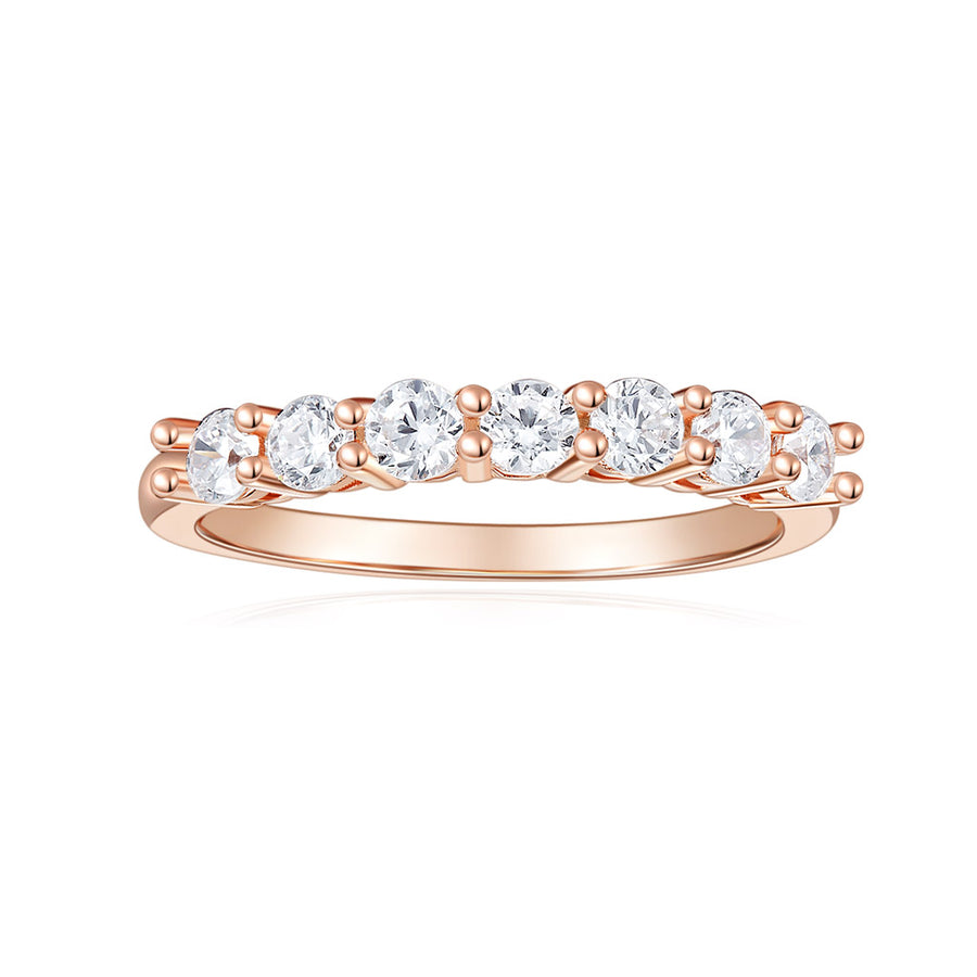 D-E-F Color 14k White Gold Heart Arrows Cut Moissanite Half Eternity Wedding Band for Women