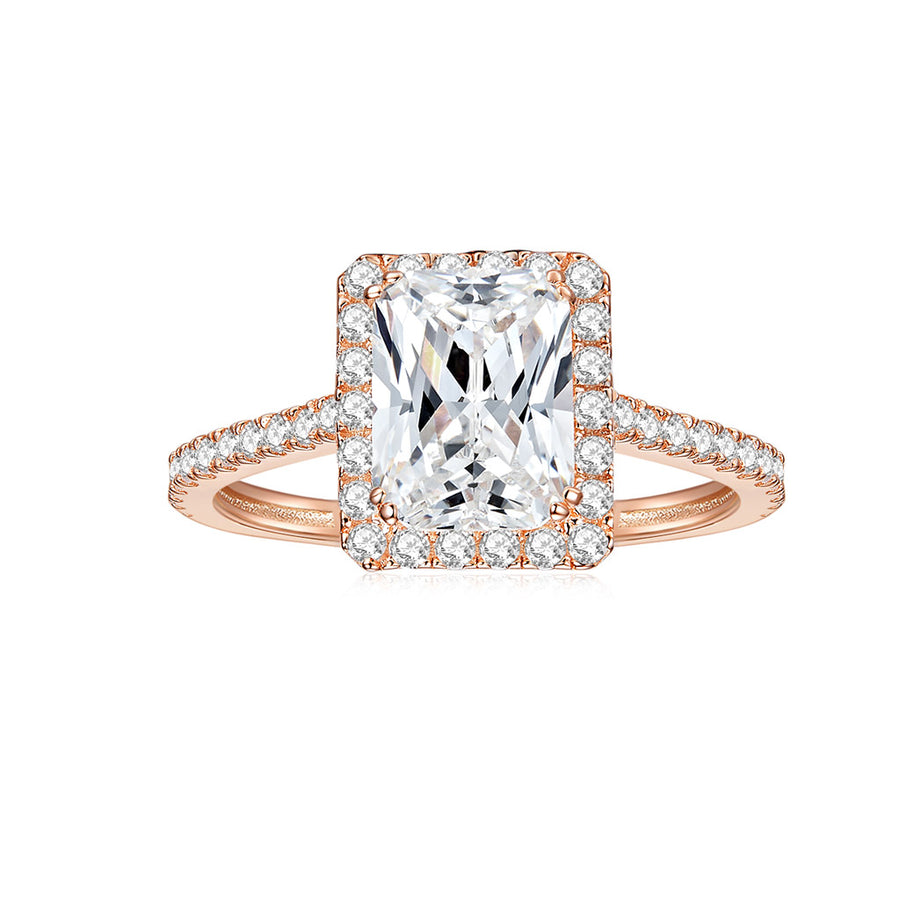Round-cut Moissanite Engagement Ring with Diamond Around 2 Carat (ctw) in 14k Rose Gold
