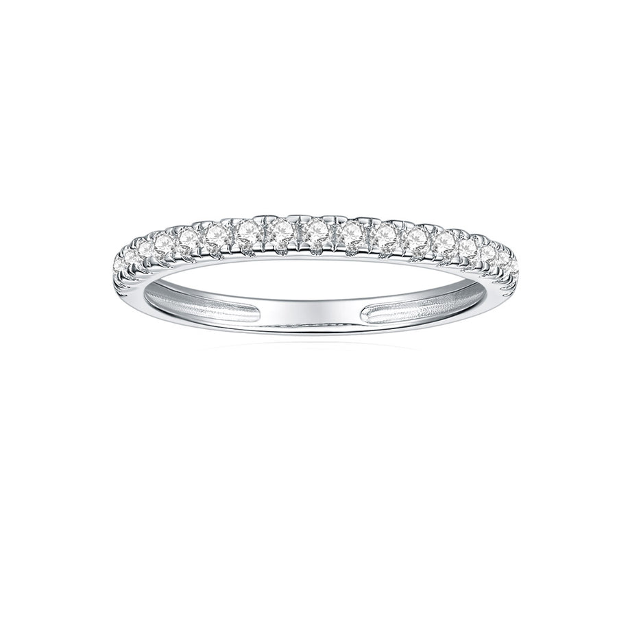 Certified Moissanite Engagement Wedding Ring in 14K Yellow Gold, Moissanite: 1.0mm*20-0.1ct, DEF-GH, VVS1-VVS2
