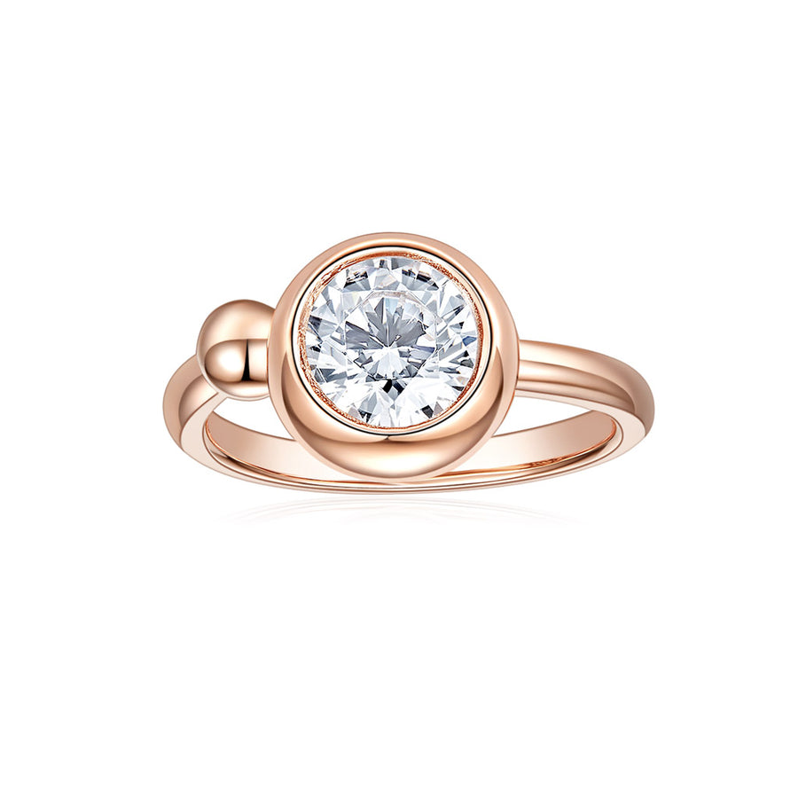 14k White Gold Round Solitaire Moissanite Ring, Moissanite: 6.5mm-1ct, DEF-GH, VVS1-VVS2