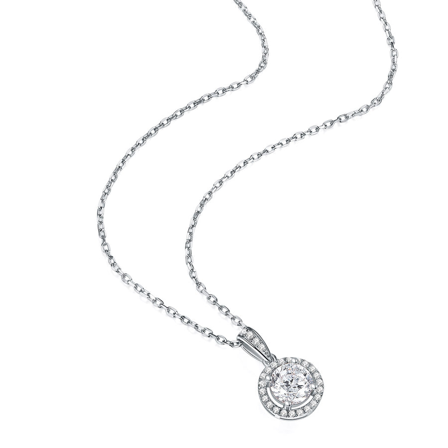 Cross Rainbow  Bezel Set Round Grown Diamond Solitaire Pendant Necklace in 14k Solid White Gold 18" Chain (2ctw, E Color, SI2 Clarity)