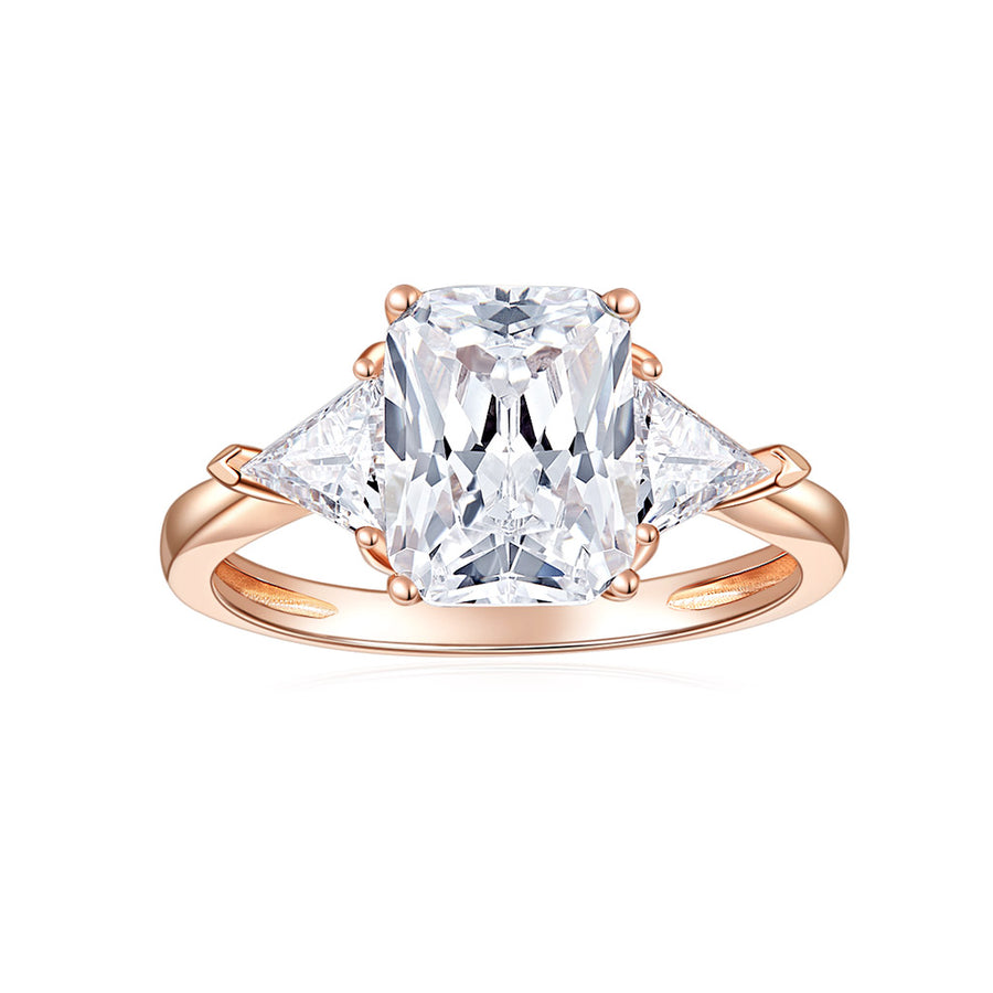 14K White Gold Moissanite Princess Cut Cubic CZ 3-Stone Engagement Wedding Ring Size 5-10