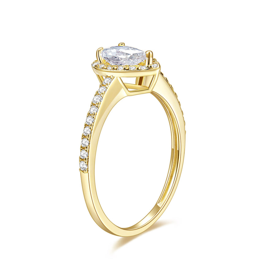 Moissanite Ring Rose Gold 3CT TDW Round Shape Natural Diamond Pear Frame Promise Ring