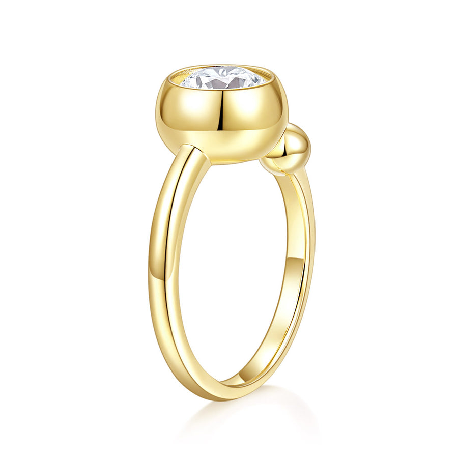 14k White Gold Round Solitaire Moissanite Ring, Moissanite: 6.5mm-1ct, DEF-GH, VVS1-VVS2