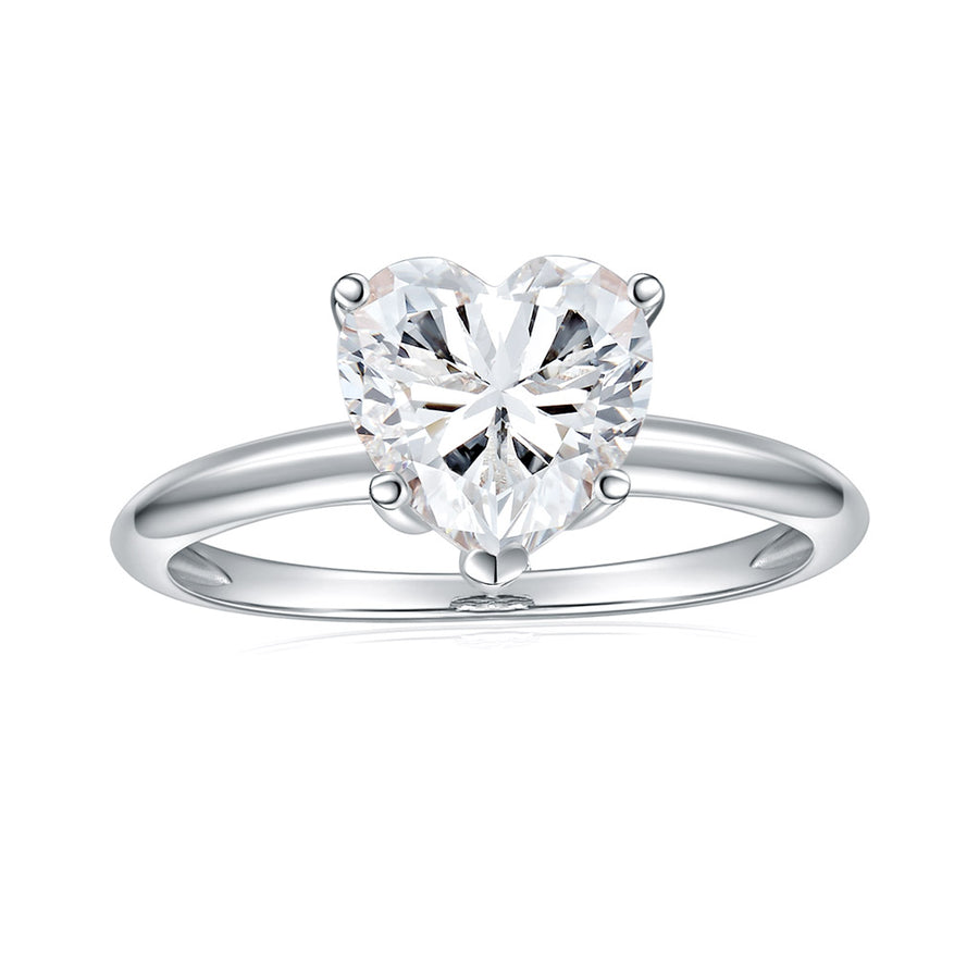 Cross Rainbow Moissanite 14K White Gold Four Prong Cathedral Solitaire Engagement Ring