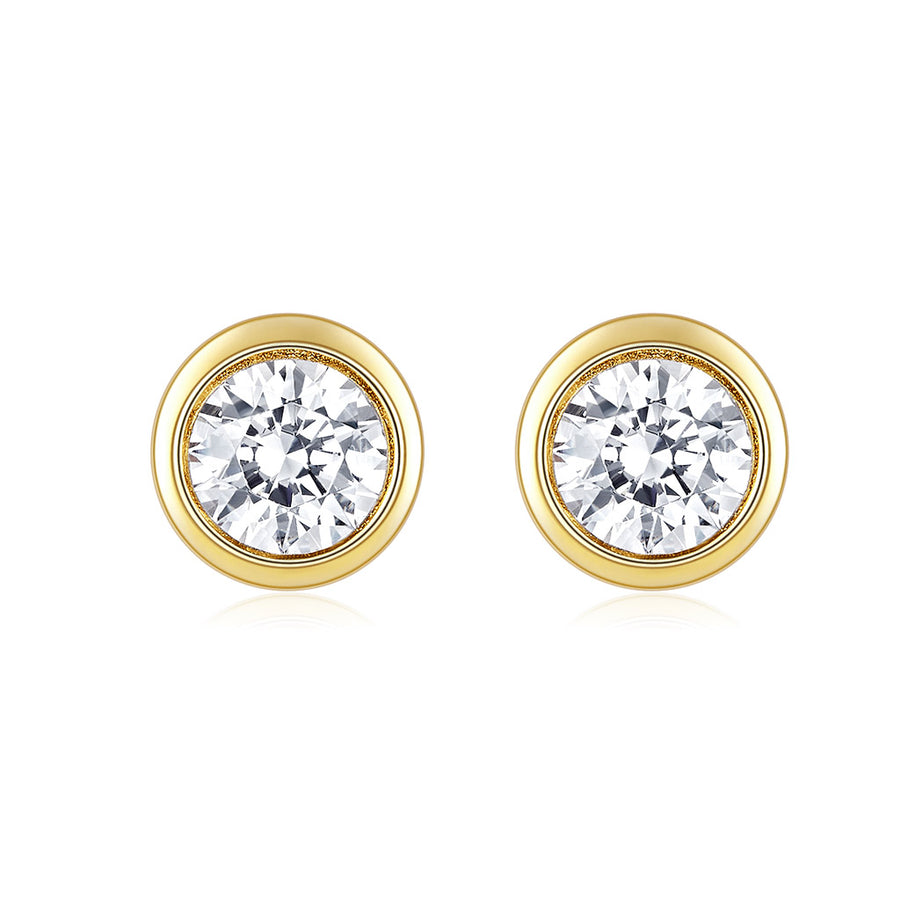 18K White Gold Moissanite Stud Earrings, DEF Color Brilliant Round Cut Diamond Earrings for Women