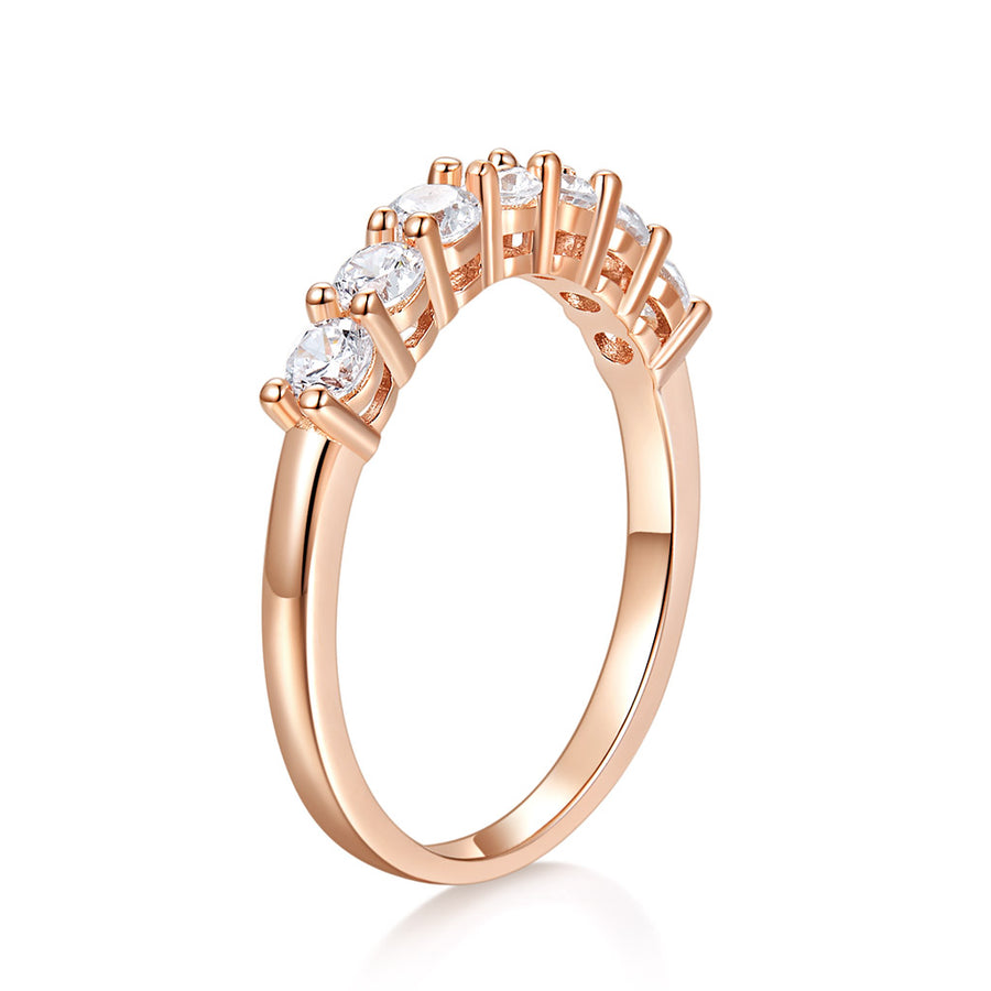 Solid 14K Rose Gold DEF Color Moissanite Engagement Ring Half Eternity Anniversary Wedding Band