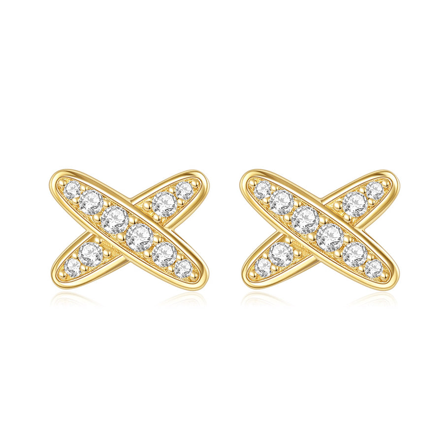 14k Yellow Gold Moissanite Butterfly Earrings two lines with together Earring for Women