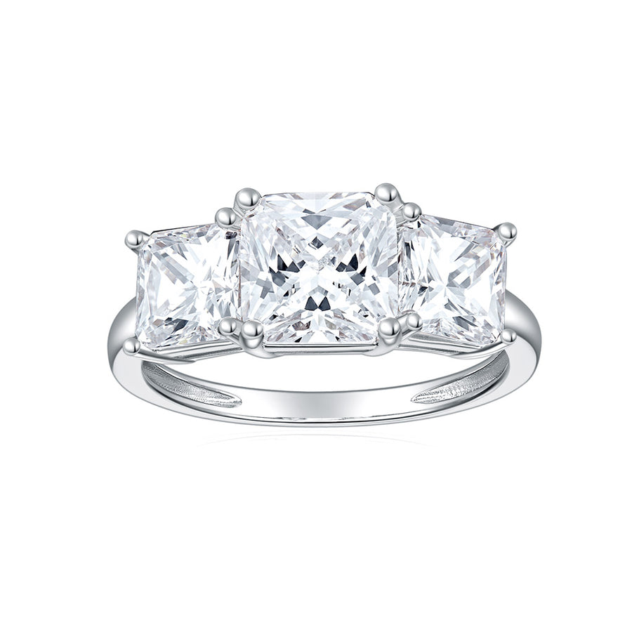 14K Yellow Gold Moissanite Unique Wedding Ring, 3 Big Stone Gemstone Halo 12 Prong Ring DE-VS1 Color