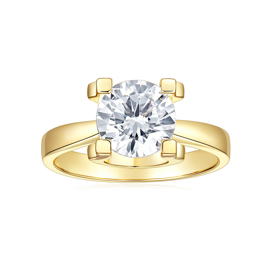 14K Yellow Gold D-E-F Color Heart Arrows Cut Moissanite Engagement Ring for Women
